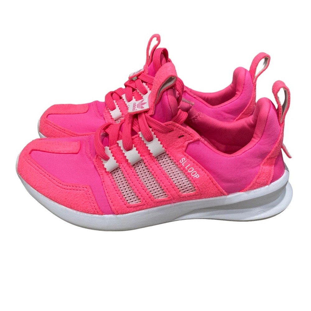 Adidas SL Loop kids size 5 or women’s 6 per size chart. Bright neon pink. - Picture 3 of 8